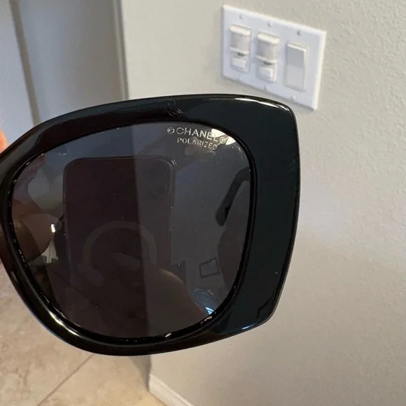 CHANEL Sunglasses. AUTHENTIC & POLARIZED. Black frame grey lenses. ❗️LIKE NEW ‼️ - Picture 9 of 11